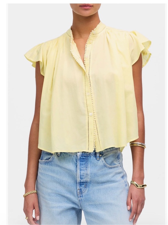Madewell Tops - New - Madewell ice Yellow Flutter Sleeve Blouse